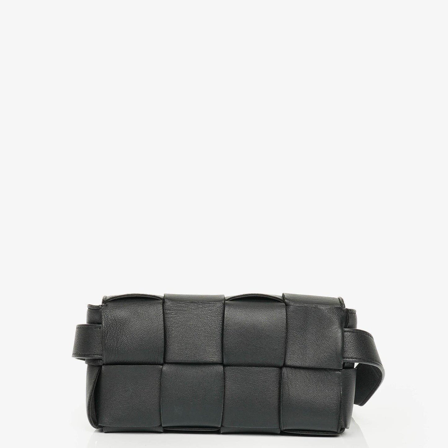 Bottega Veneta Schwarze Nappa Intreccio The Belt Cassette Umhängetasche