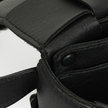 Bottega Veneta Schwarze Nappa Intreccio The Belt Cassette Umhängetasche