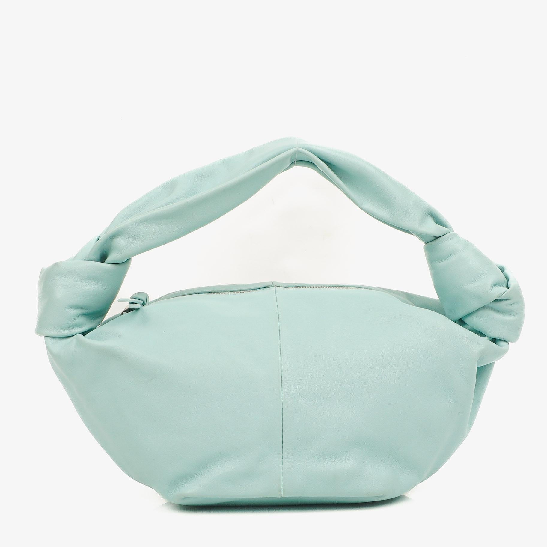 Bottega Veneta Double Knot Clutch aus blauem Leder