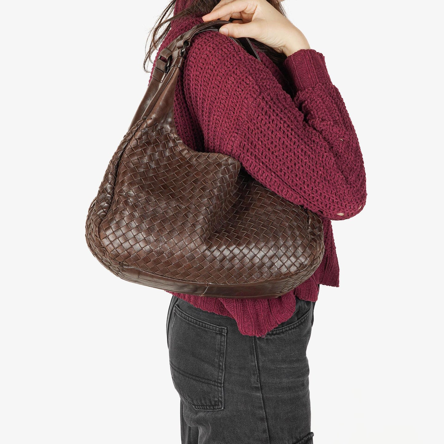 Bottega Veneta Campana Hobo Tasche aus braunem Intrecciato Nappa