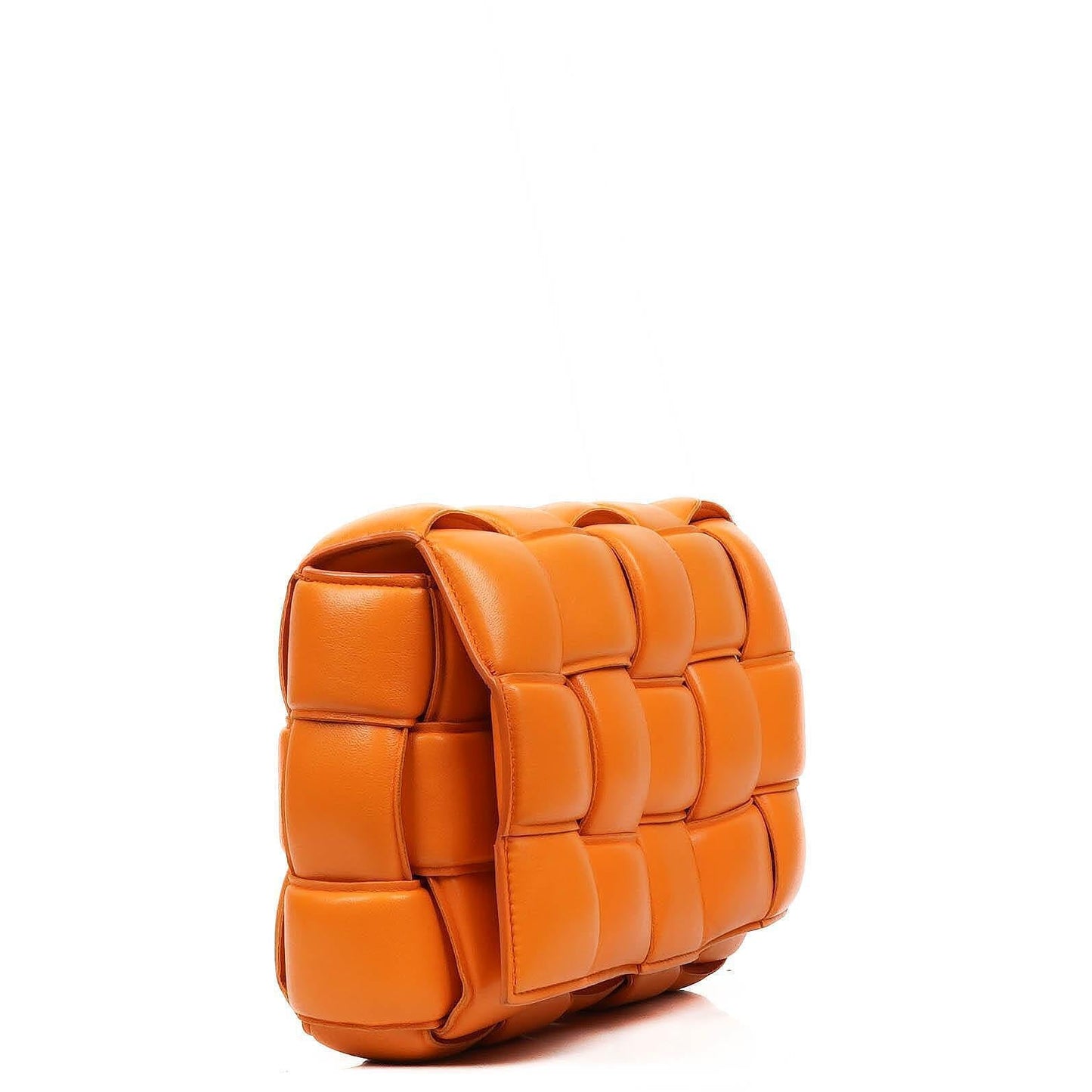 Bottega Veneta Cassette gepolsterte Intrecciato Umhängetasche in Orange