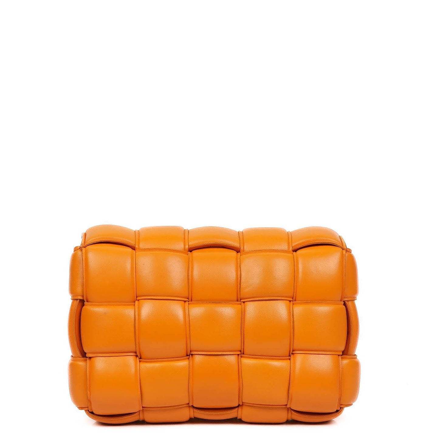 Bottega Veneta Cassette gepolsterte Intrecciato Umhängetasche in Orange