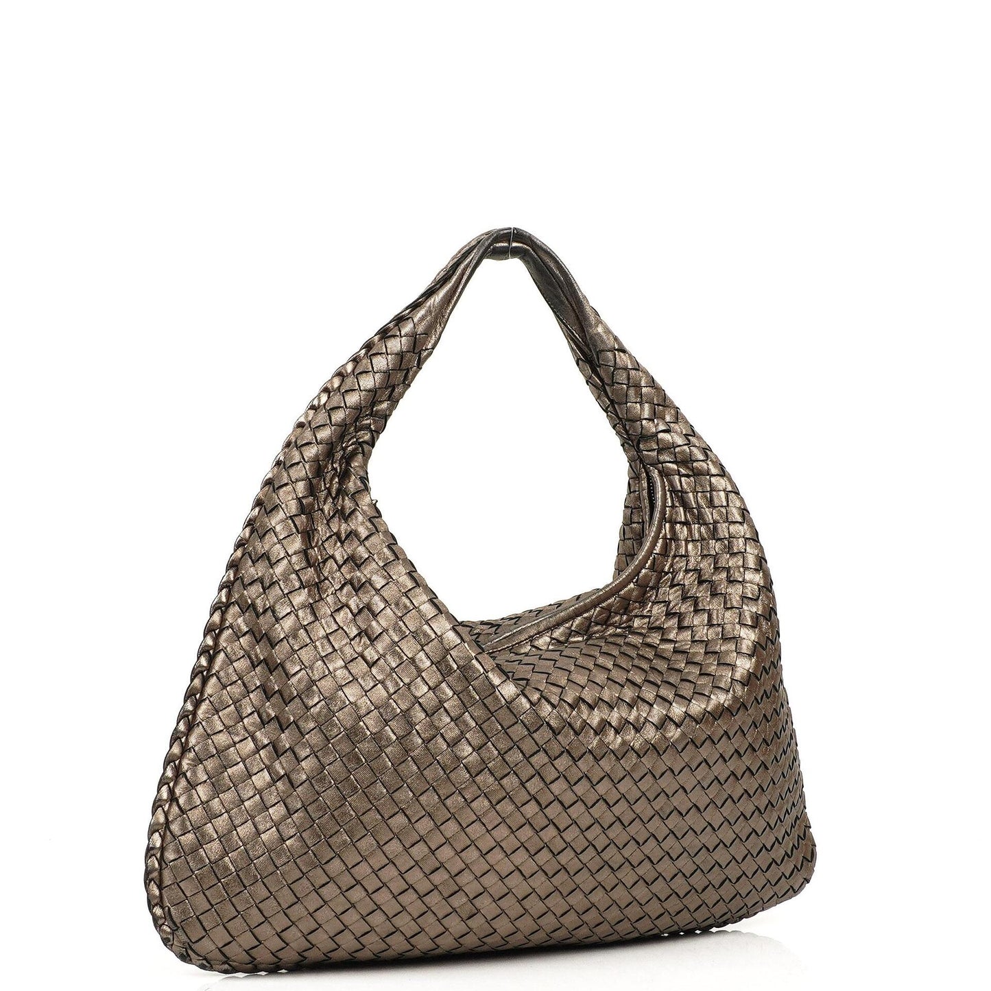 Bottega Veneta Large Veneta Hobo Bag aus Chrom Metallic Nappa Intrecciato