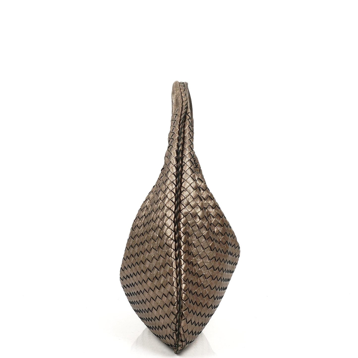 Bottega Veneta Large Veneta Hobo Bag aus Chrom Metallic Nappa Intrecciato