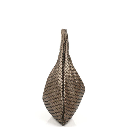 Bottega Veneta Large Veneta Hobo Bag aus Chrom Metallic Nappa Intrecciato