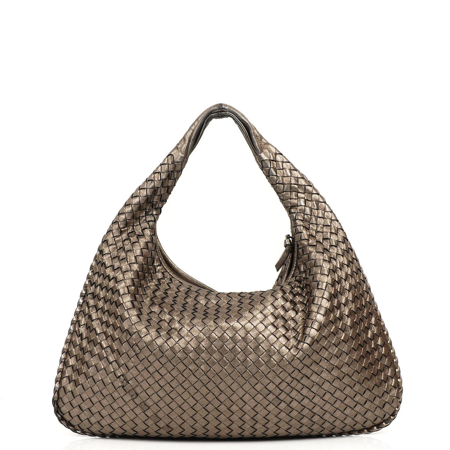 Bottega Veneta Large Veneta Hobo Bag aus Chrom Metallic Nappa Intrecciato