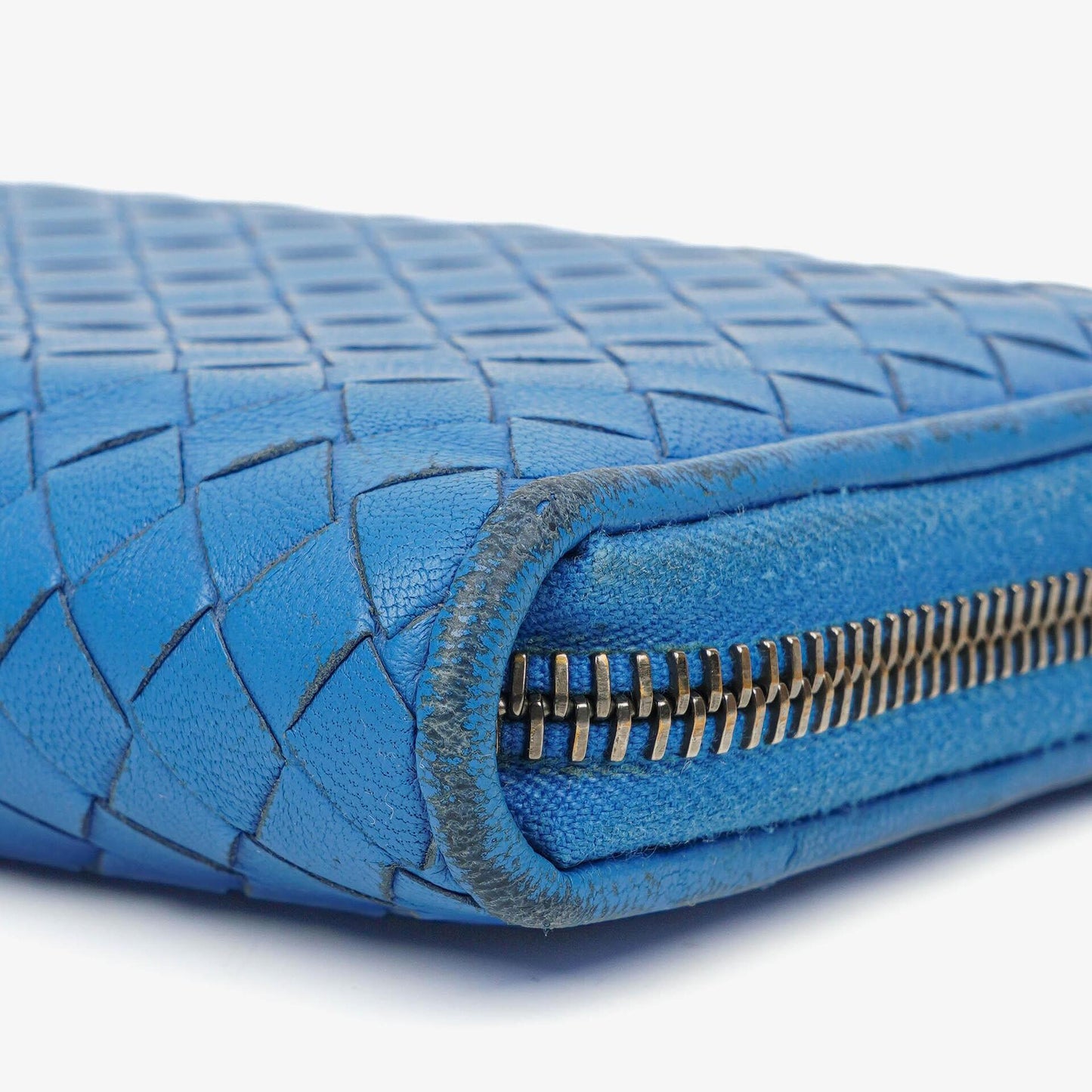 Bottega Veneta Continental Geldbörse aus blauem Intrecciato-Leder