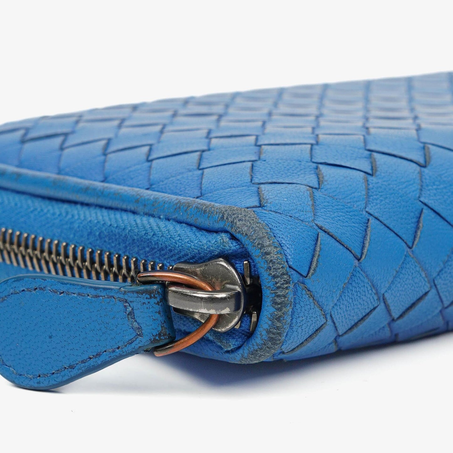 Bottega Veneta Continental Geldbörse aus blauem Intrecciato-Leder