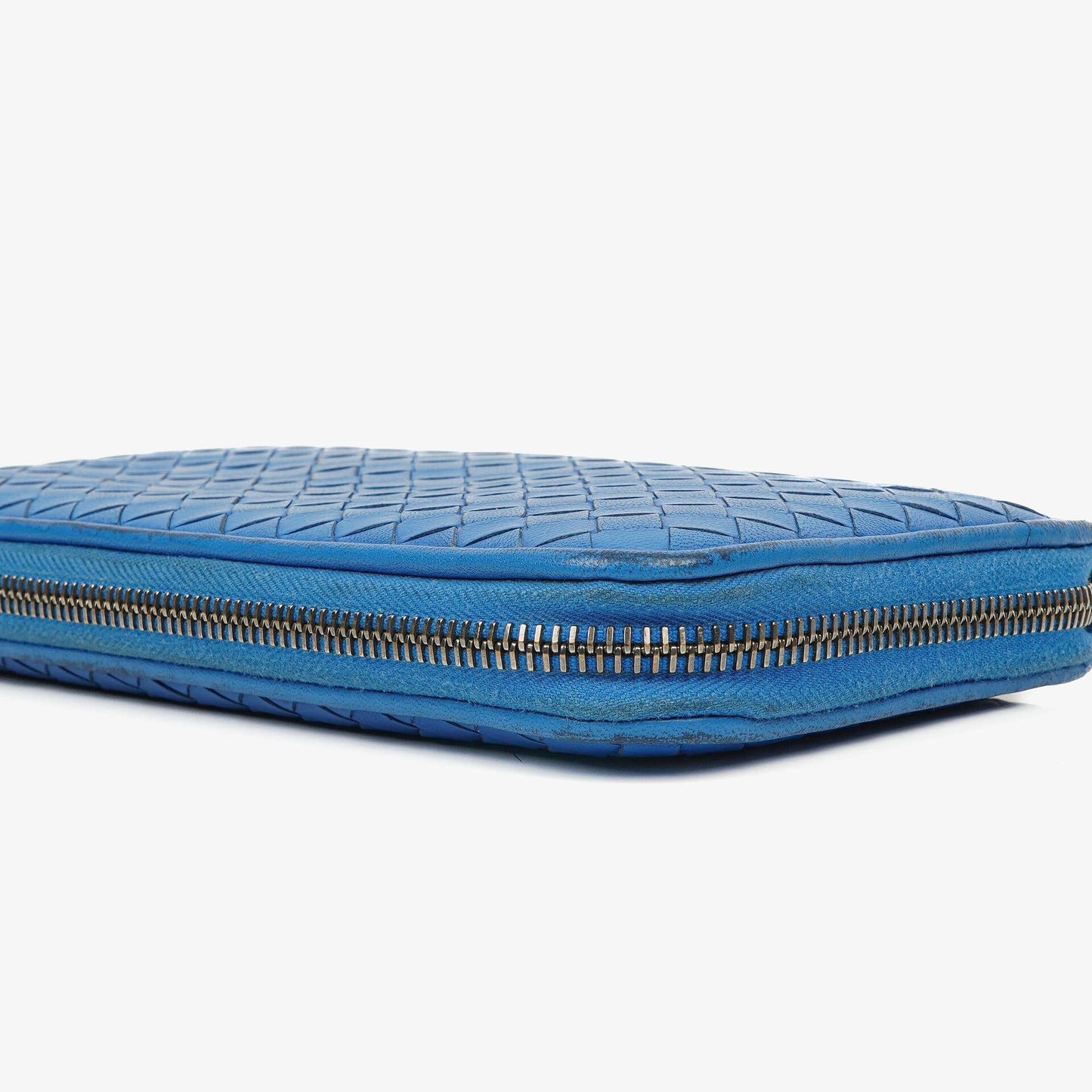 Bottega Veneta Continental Geldbörse aus blauem Intrecciato-Leder