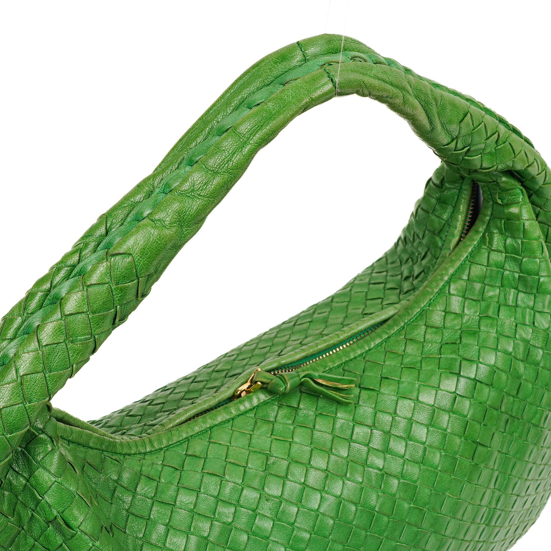 Bottega Veneta Veneta Hobo Tasche Groß aus grünem Nappa Intrecciato