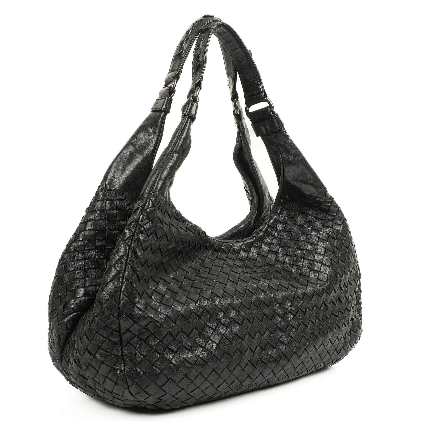 Bottega Veneta Intrecciato Campana Schwarze Hobo Tasche