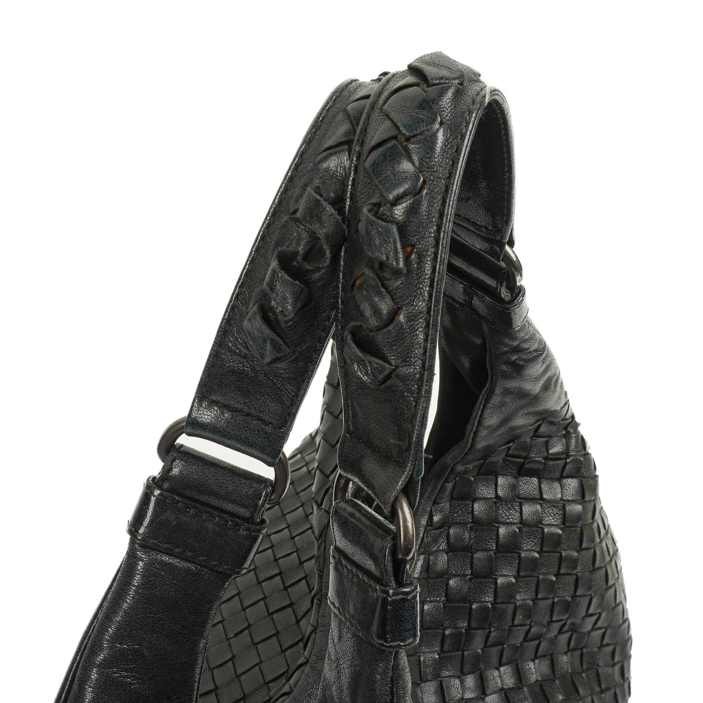 Bottega Veneta Intrecciato Campana Schwarze Hobo Tasche