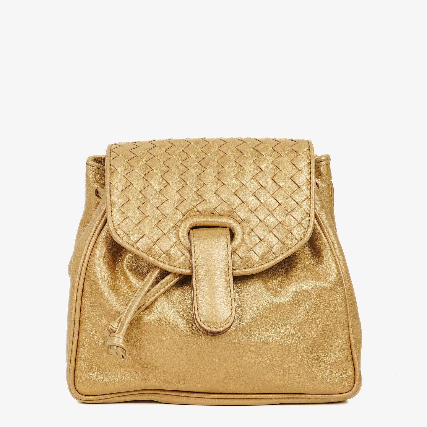 Bottega Veneta Intrecciato Rucksack in Gold