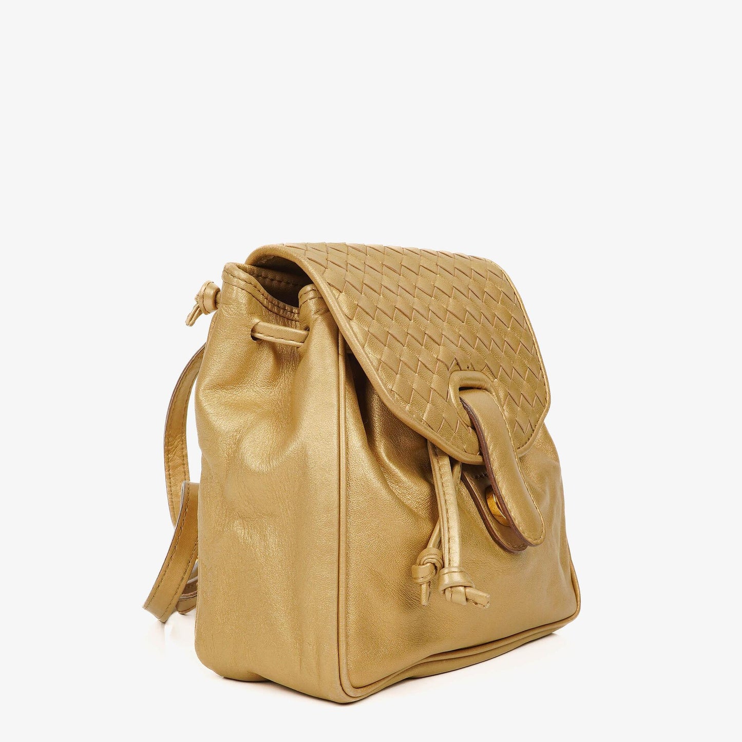 Bottega Veneta Intrecciato Rucksack in Gold