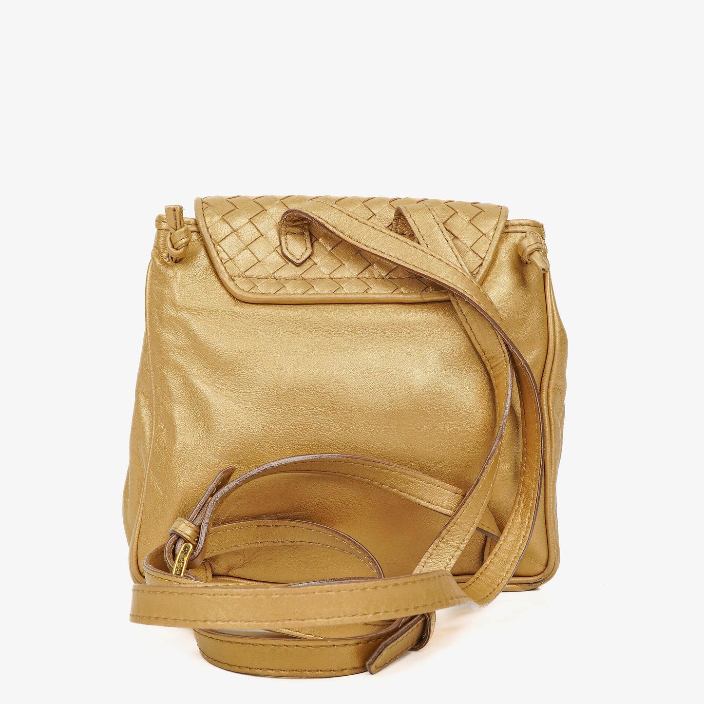 Bottega Veneta Intrecciato Rucksack in Gold