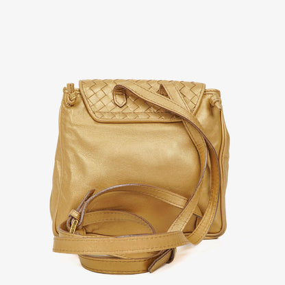 Bottega Veneta Intrecciato Rucksack in Gold