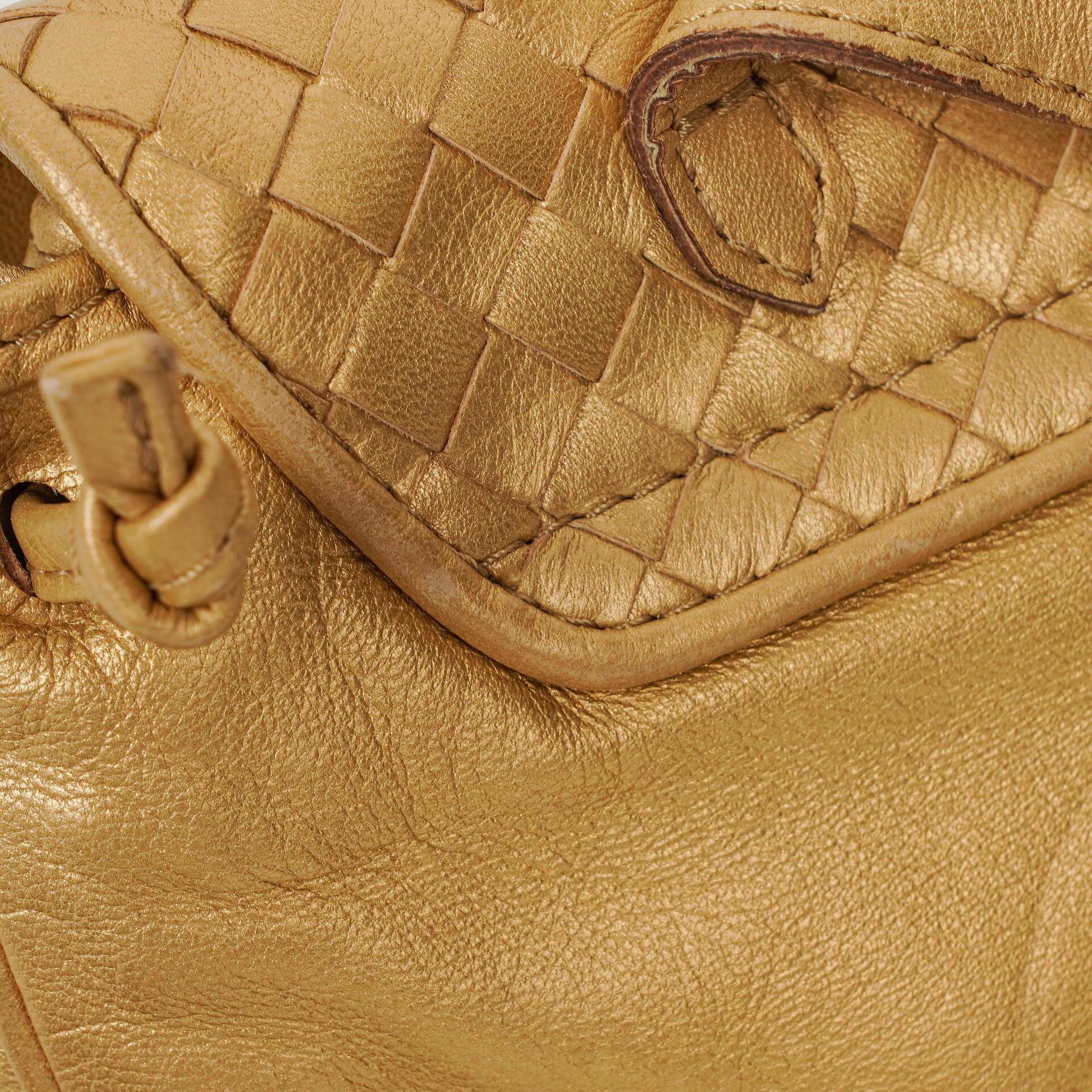 Bottega Veneta Intrecciato Rucksack in Gold