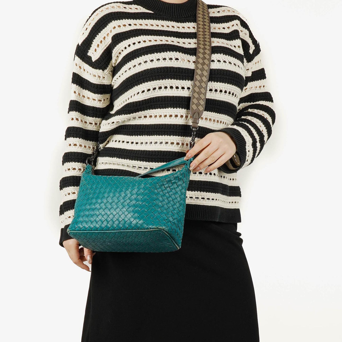 Bottega Veneta kleine Schultertasche aus Intrecciato-Leder
