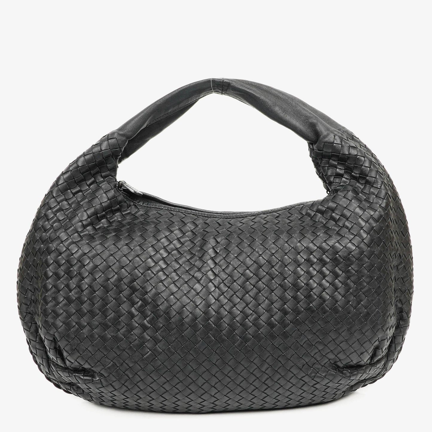 Bottega Veneta Große Belly Veneta Hobo-Tasche aus schwarzem Intrecciato-Nappaleder