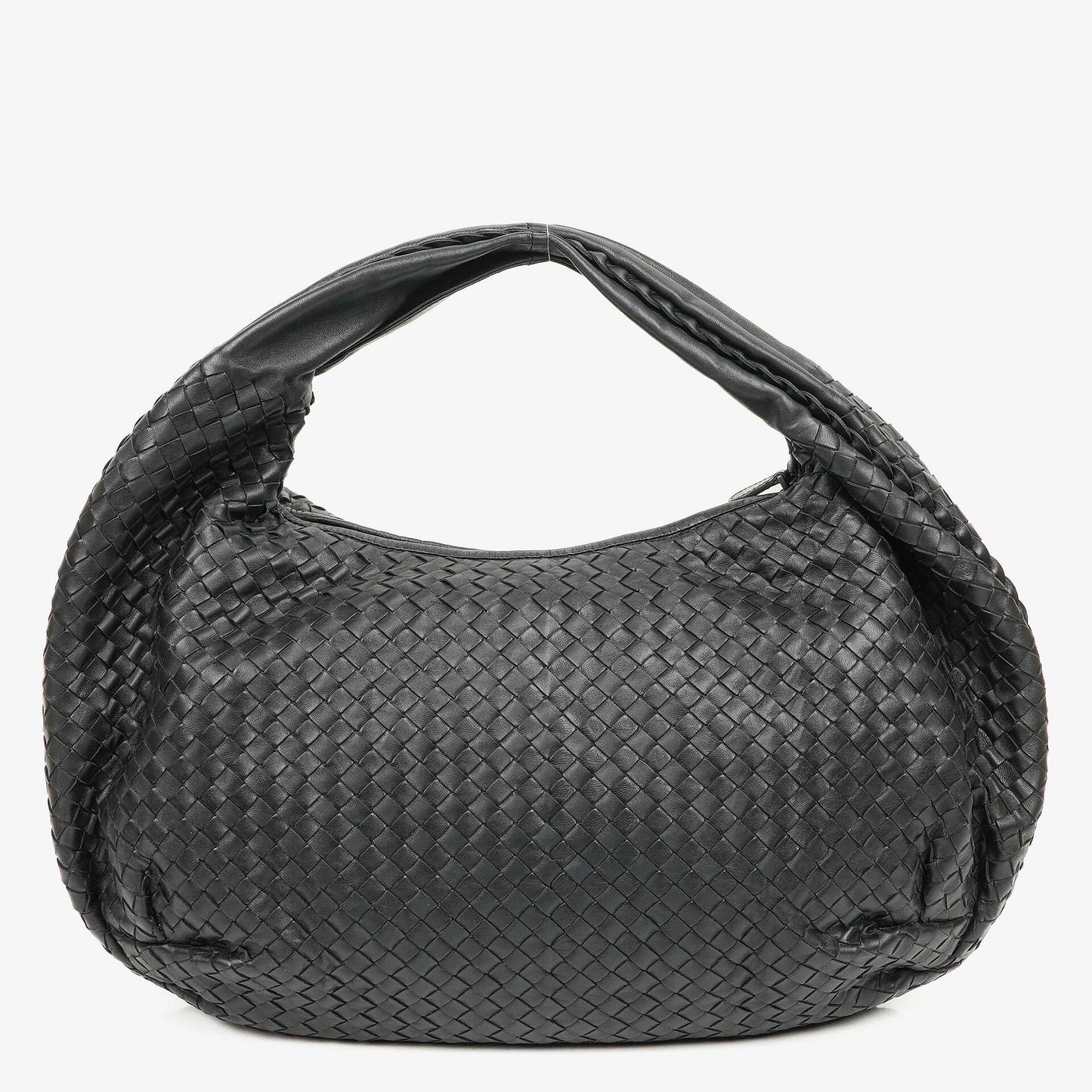 Bottega Veneta Große Belly Veneta Hobo-Tasche aus schwarzem Intrecciato-Nappaleder