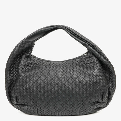 Bottega Veneta Große Belly Veneta Hobo-Tasche aus schwarzem Intrecciato-Nappaleder