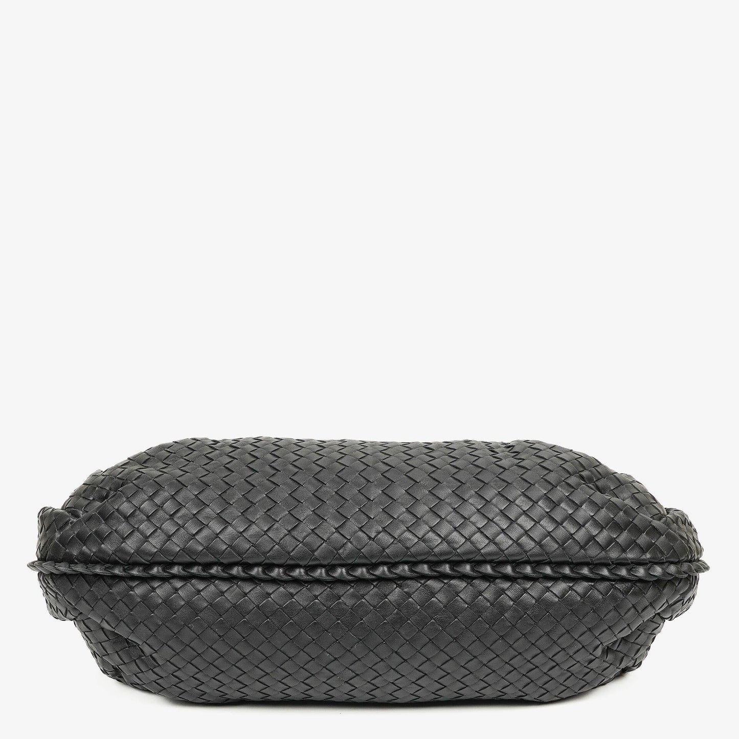 Bottega Veneta Große Belly Veneta Hobo-Tasche aus schwarzem Intrecciato-Nappaleder