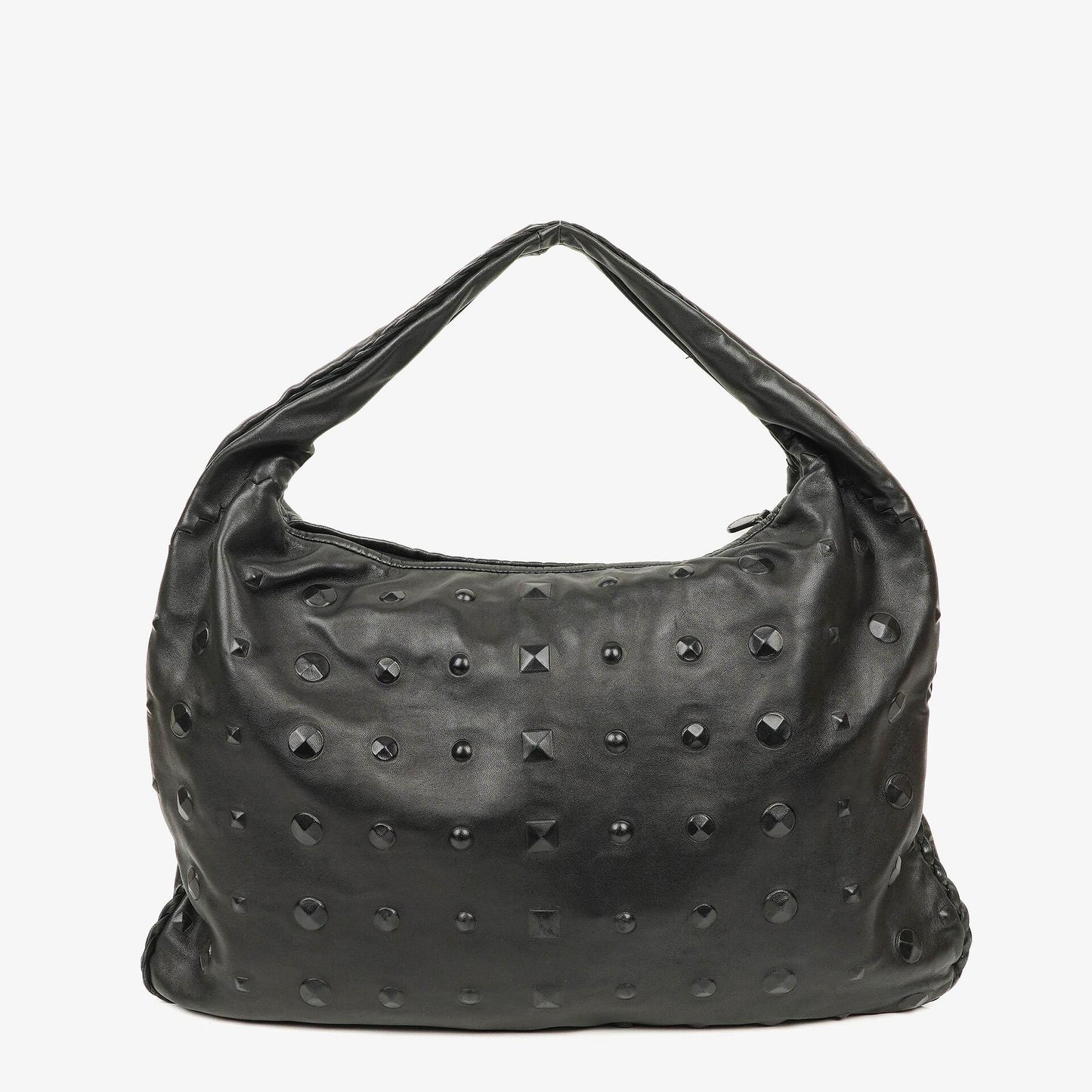 Bottega Veneta Maxi Hobo-Tasche aus schwarzem Nappa mit Nieten