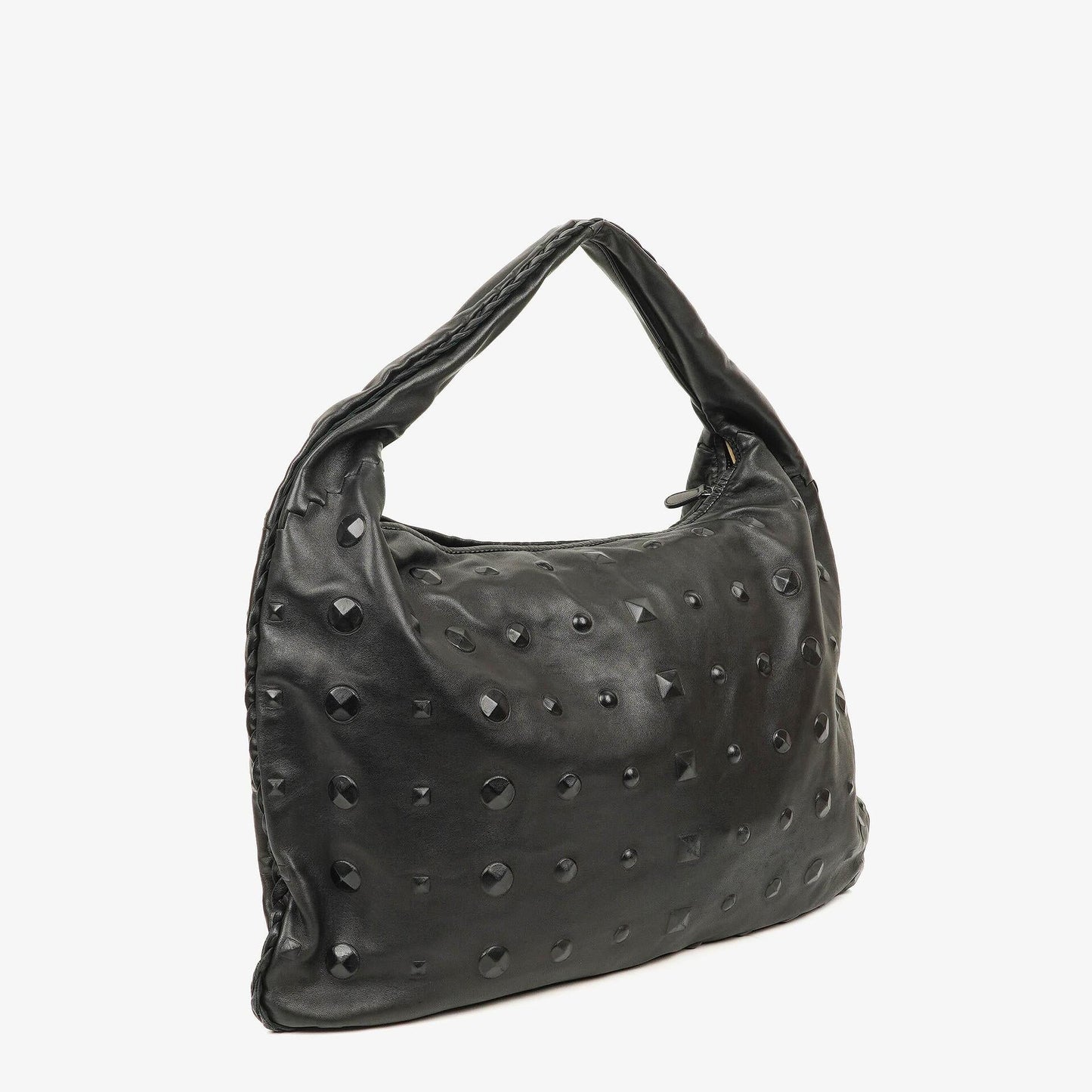Bottega Veneta Maxi Hobo-Tasche aus schwarzem Nappa mit Nieten
