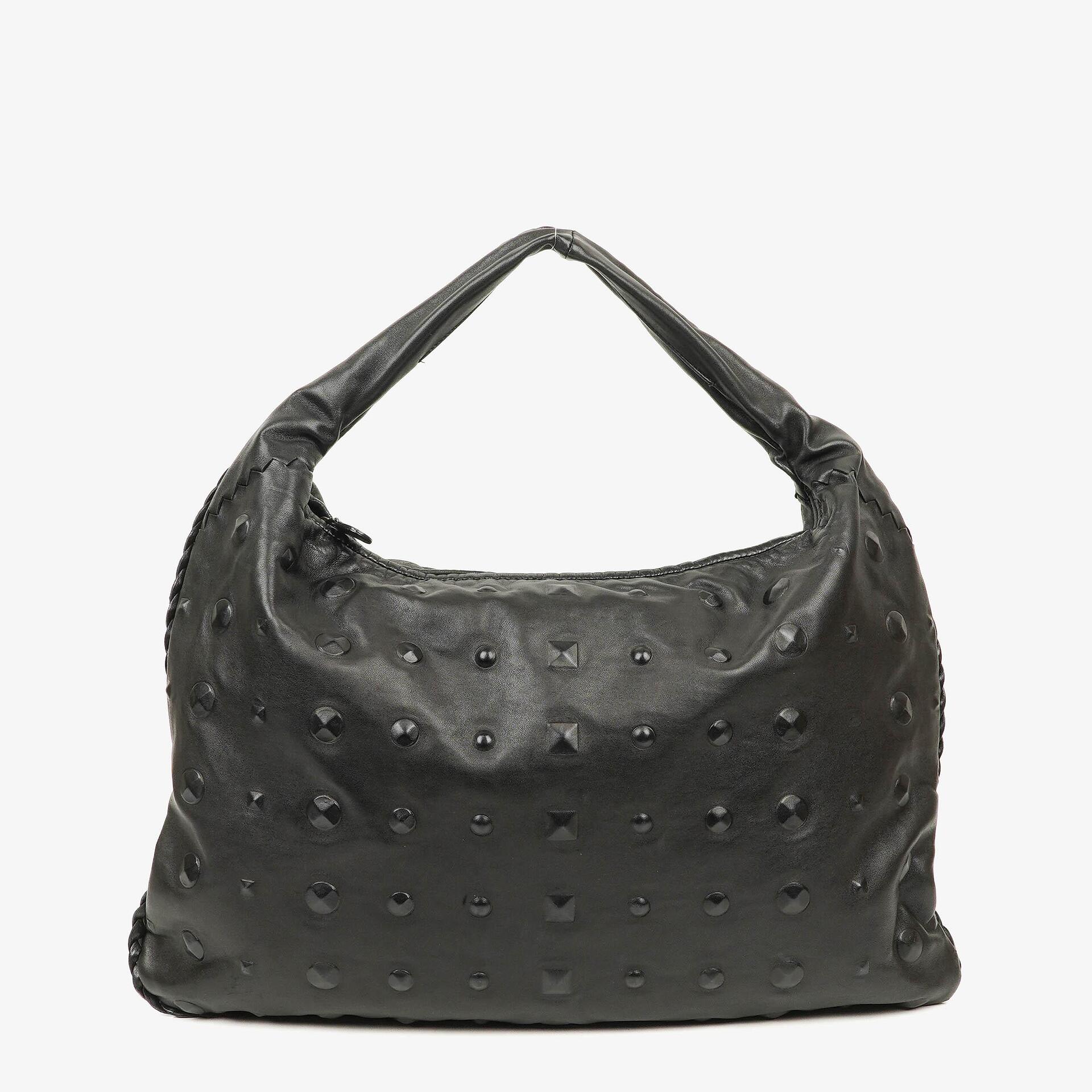 Bottega Veneta Maxi Hobo-Tasche aus schwarzem Nappa mit Nieten