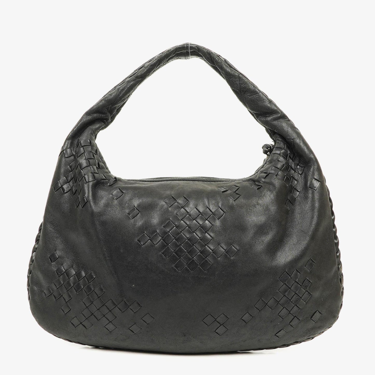 Bottega Veneta mittelgroße Hobo-Tasche aus schwarzem Nappaleder mit Nieten