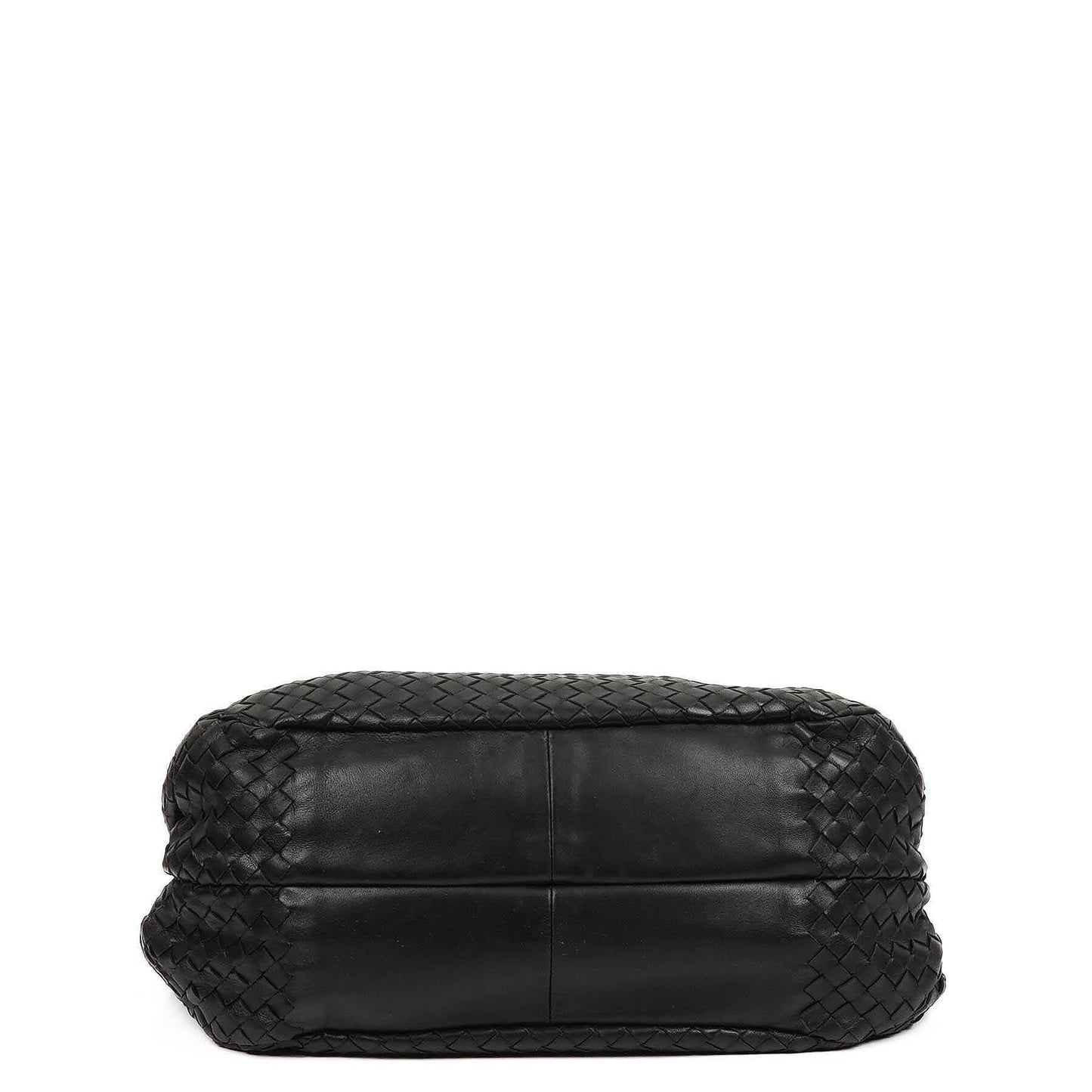 Bottega Veneta mittelgroße Campana Hobo Tasche aus schwarzem Nappa Intrecciato