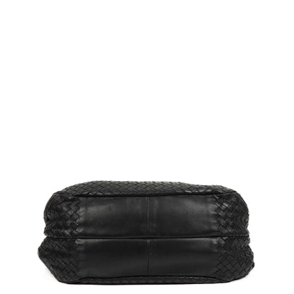 Bottega Veneta mittelgroße Campana Hobo Tasche aus schwarzem Nappa Intrecciato
