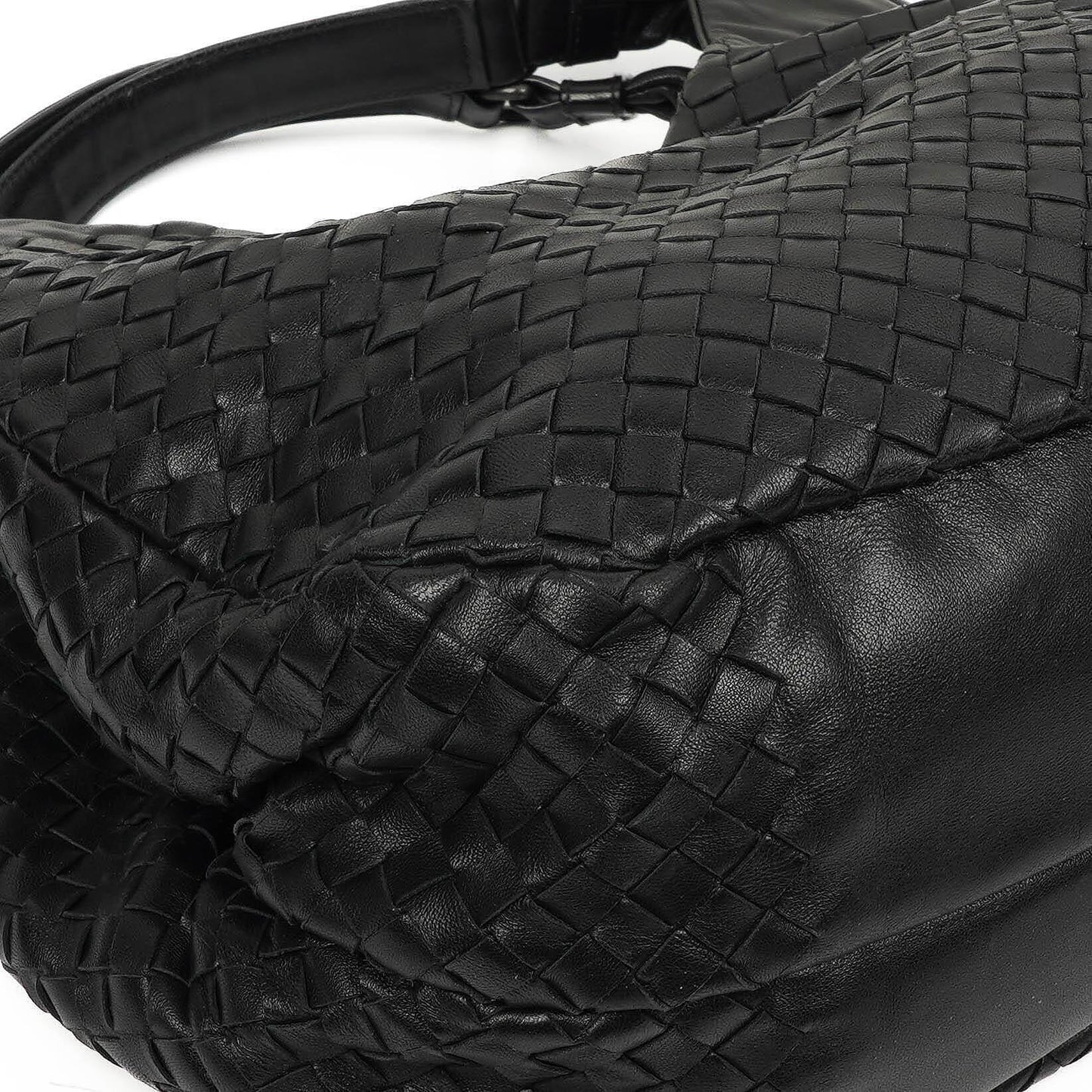 Bottega Veneta mittelgroße Campana Hobo Tasche aus schwarzem Nappa Intrecciato