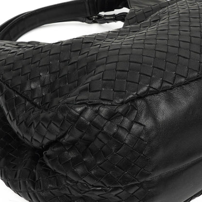 Bottega Veneta mittelgroße Campana Hobo Tasche aus schwarzem Nappa Intrecciato