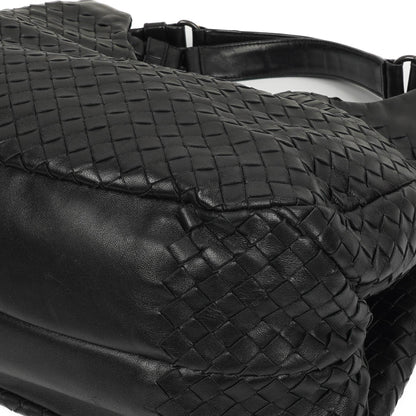 Bottega Veneta mittelgroße Campana Hobo Tasche aus schwarzem Nappa Intrecciato