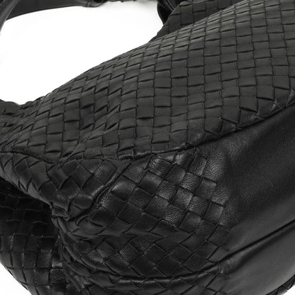 Bottega Veneta mittelgroße Campana Hobo Tasche aus schwarzem Nappa Intrecciato