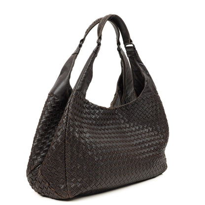 Bottega Veneta Mittlere Campana Braunes Nappa Intrecciato Hobo Tasche
