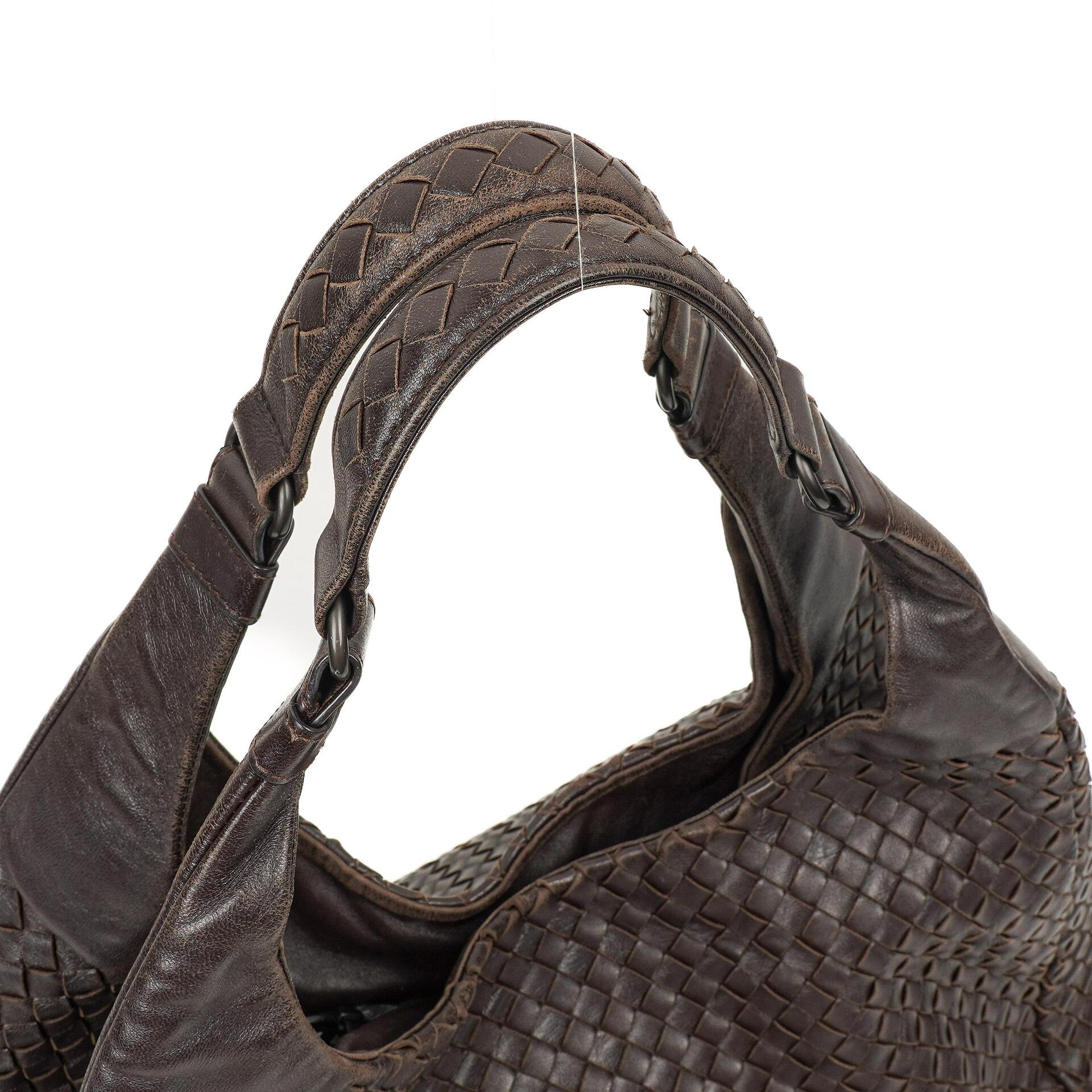 Bottega Veneta Mittlere Campana Braunes Nappa Intrecciato Hobo Tasche