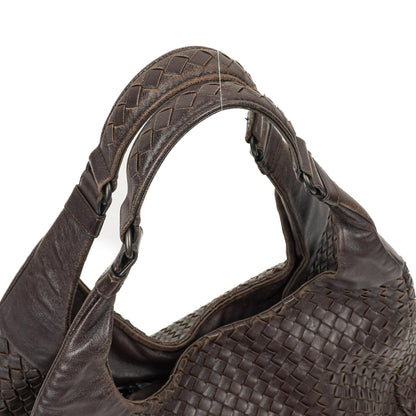 Bottega Veneta Mittlere Campana Braunes Nappa Intrecciato Hobo Tasche
