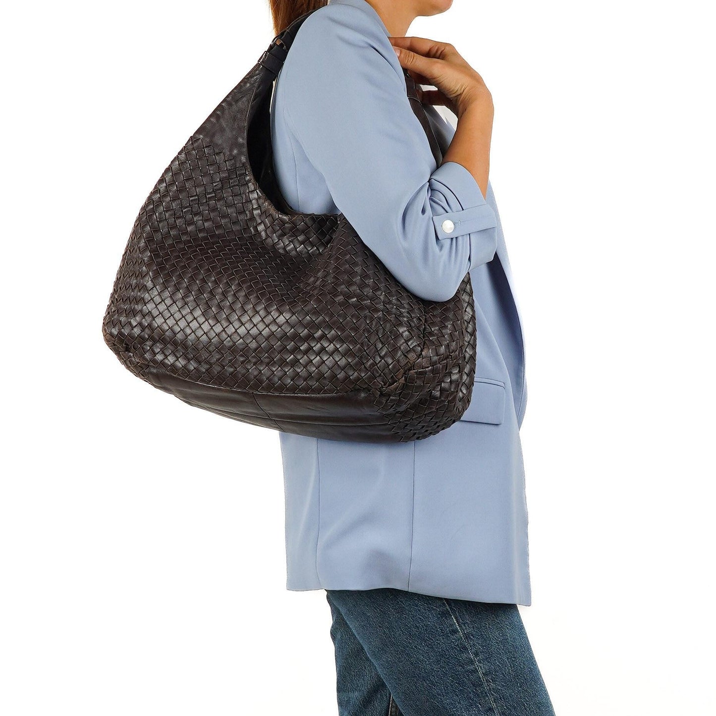 Bottega Veneta Mittlere Campana Braunes Nappa Intrecciato Hobo Tasche