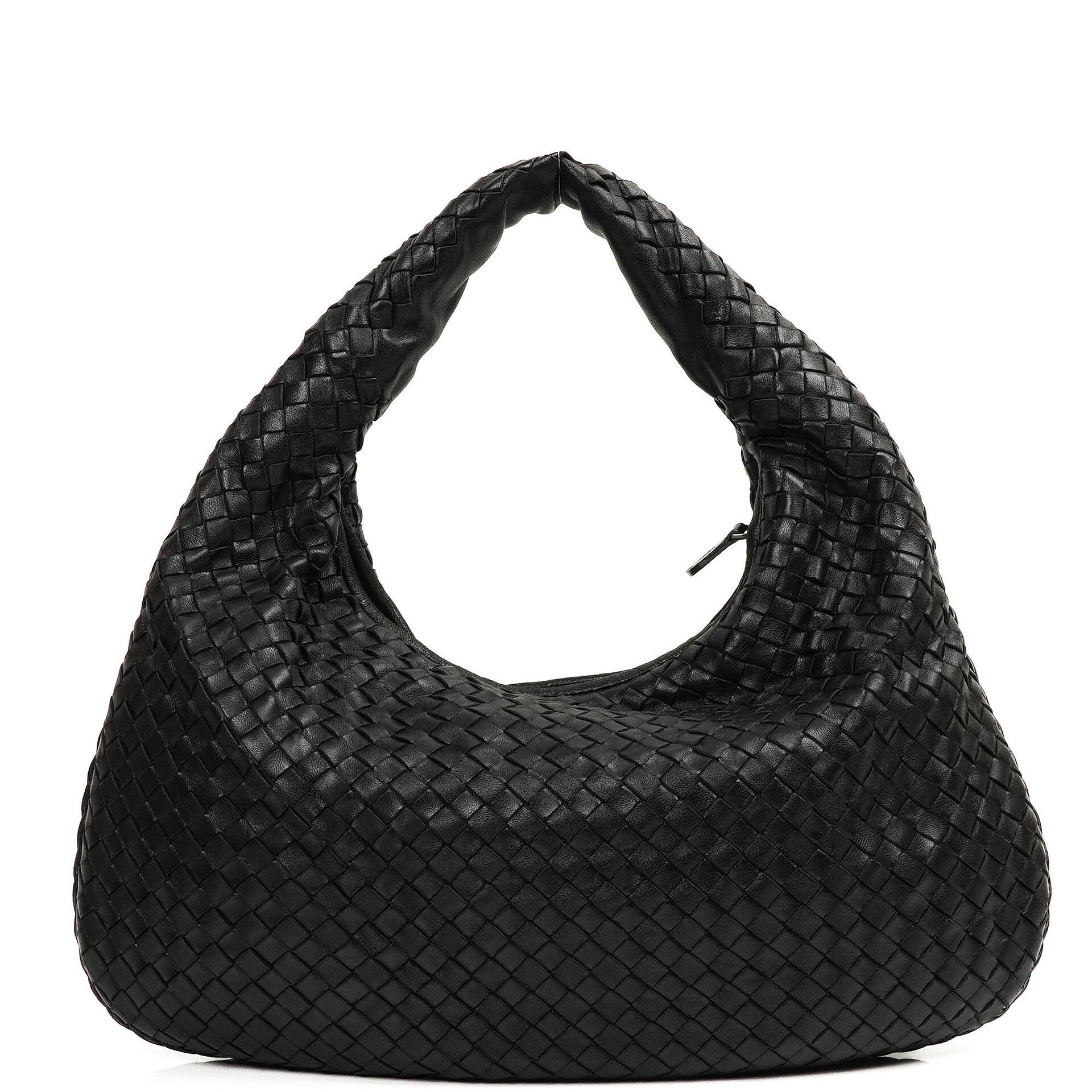 Bottega Veneta Medium Veneta Schwarzes Nappa Intrecciato Hobo Bag