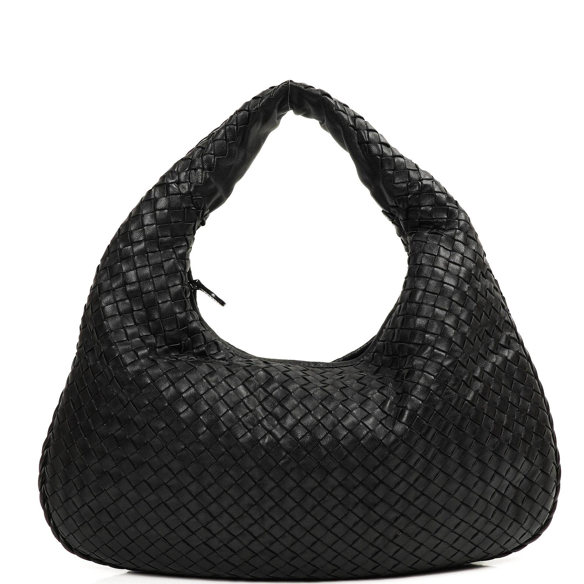 Bottega Veneta Medium Veneta Schwarzes Nappa Intrecciato Hobo Bag