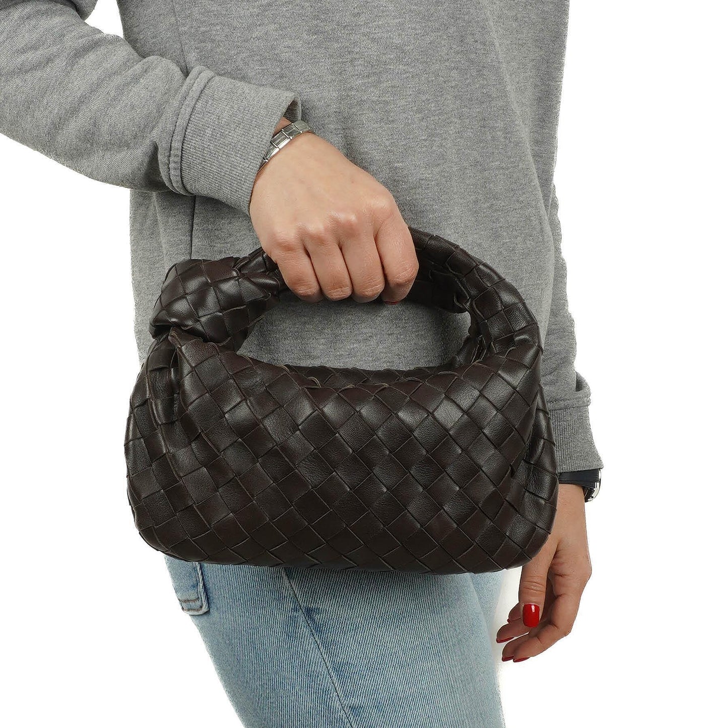 Bottega Veneta Mini Jodie Handtasche mit Henkel in Braun