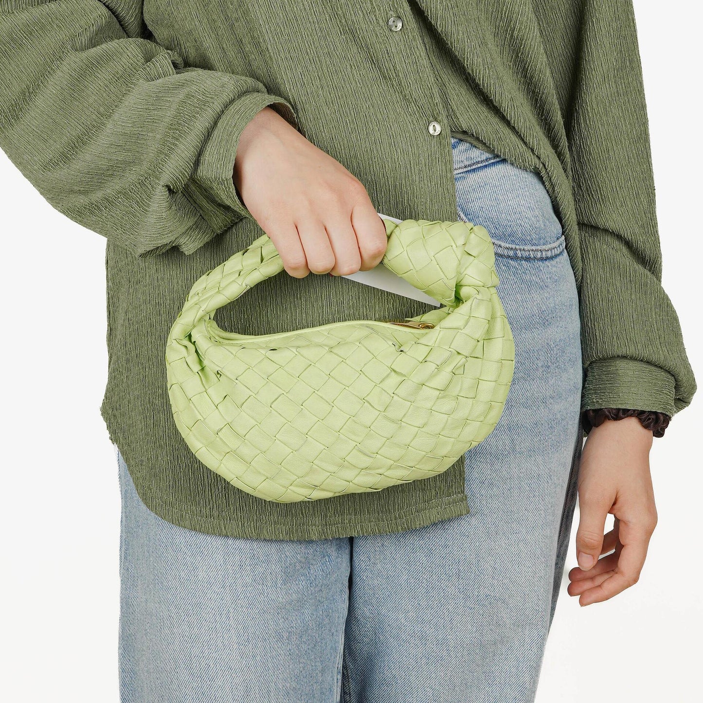 Bottega Veneta Mini Jodie Tasche aus Fennel Nappa Intrecciato