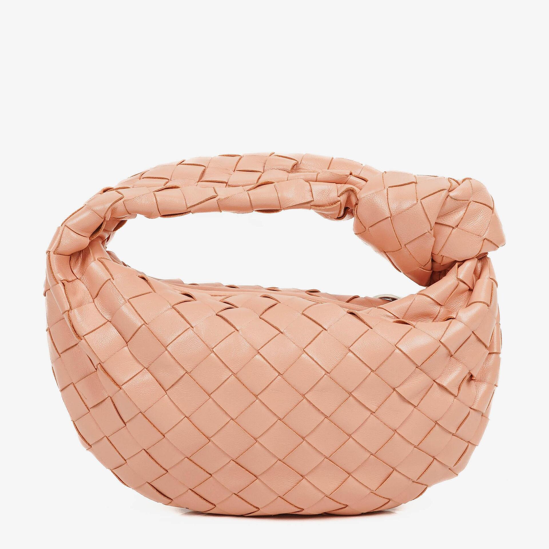 Bottega Veneta Mini Jodie Tasche aus pfirsichfarbenem Nappa Intrecciato