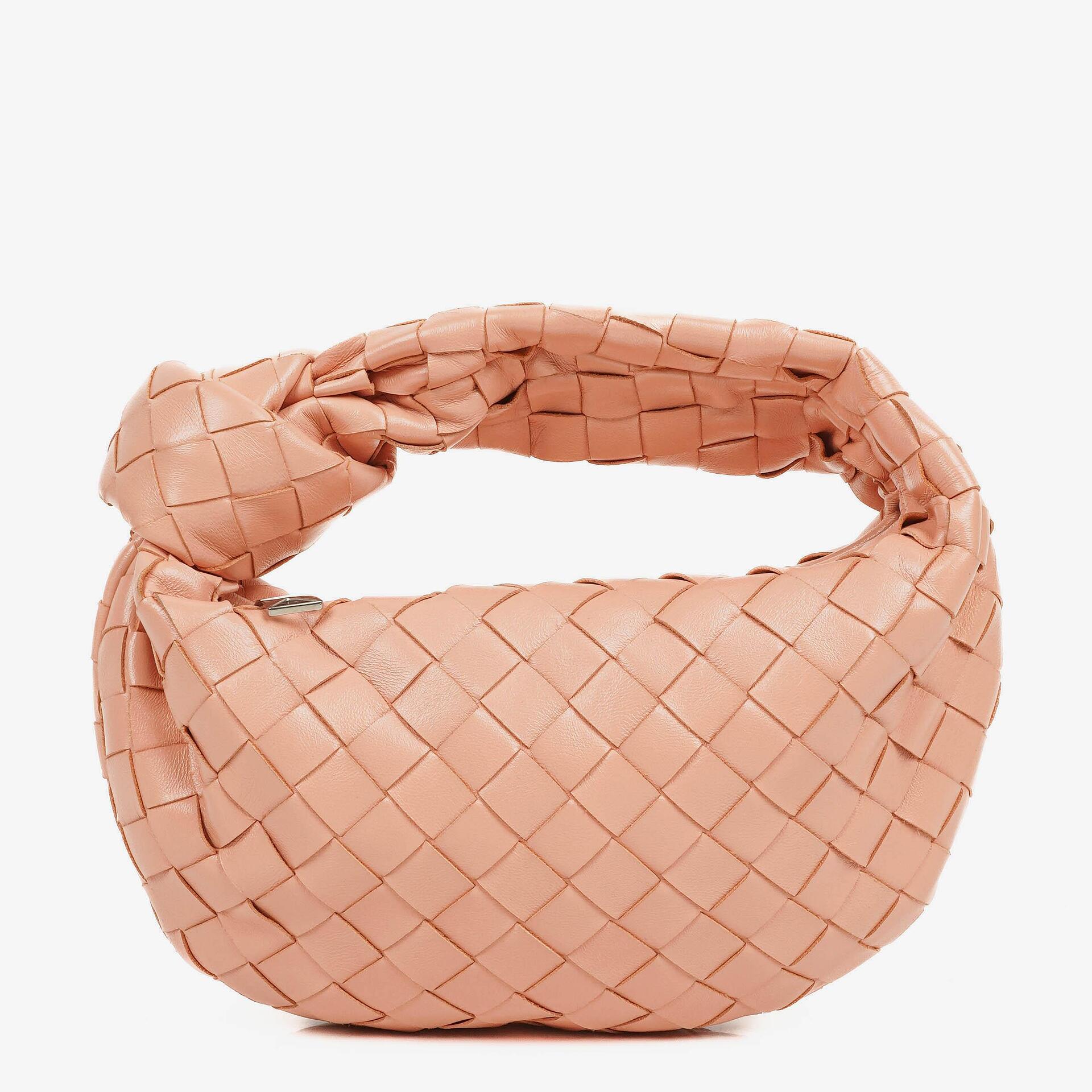Bottega Veneta Mini Jodie Tasche aus pfirsichfarbenem Nappa Intrecciato