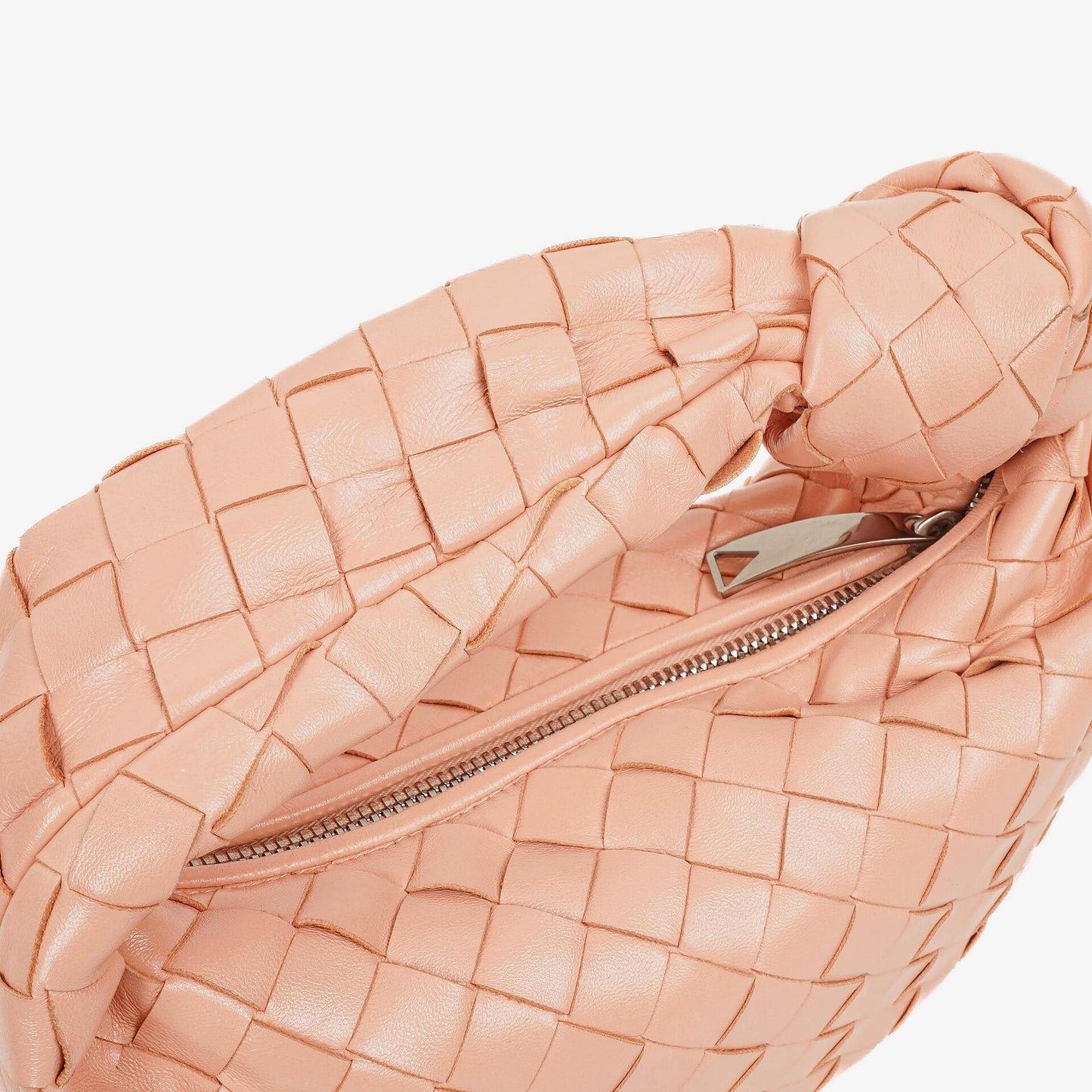 Bottega Veneta Mini Jodie Tasche aus pfirsichfarbenem Nappa Intrecciato