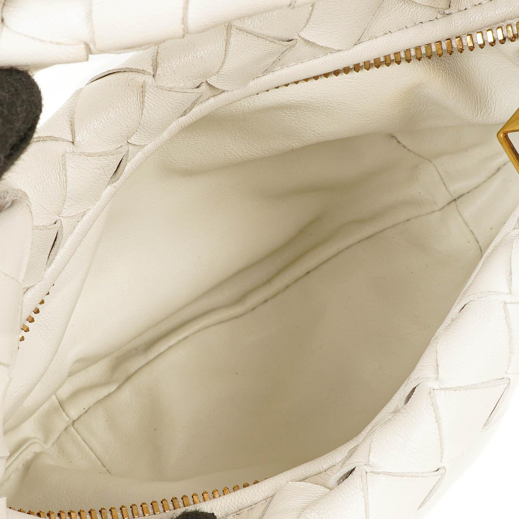 Bottega Veneta Mini Jodie Tasche aus weißem Nappa Intrecciato