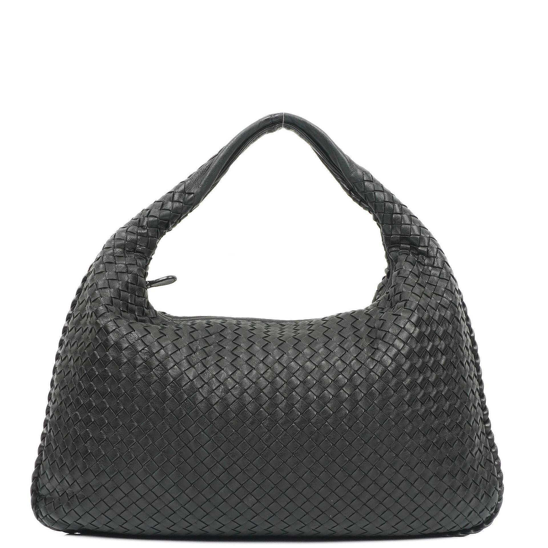 Bottega Veneta Veneta Hobo-Tasche Large aus schwarzem Nappa Intrecciato