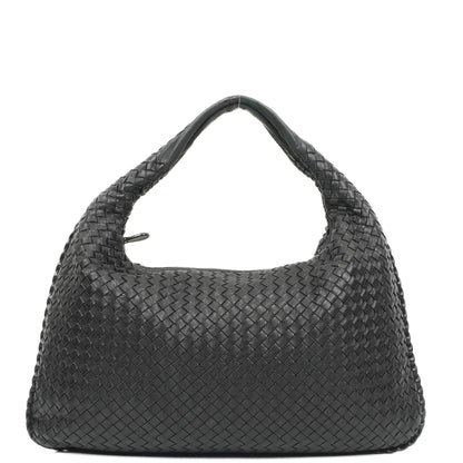 Bottega Veneta Veneta Hobo-Tasche Large aus schwarzem Nappa Intrecciato